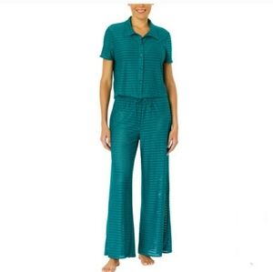 Hurley Women's S Wide Leg Mesh Swim Cover Up Pant + Button Up Top Set Green NWT
